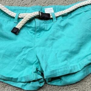 Women’s Teal Cotton Shorts with Braided Belt
